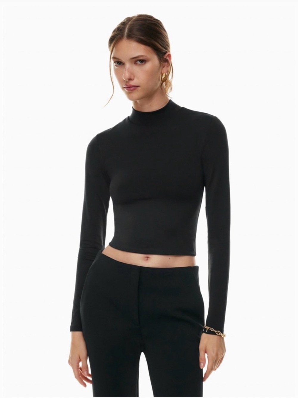 Aritzia Babaton Long-Sleeve Mock Neck Crop Top - Women's